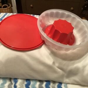 Red and Clear Cake Mold with Lid